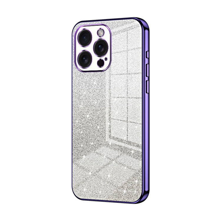 For iPhone 15 Pro Max Gradient Glitter Powder Electroplated Phone Case(Purple) - HoMEdemic™ 