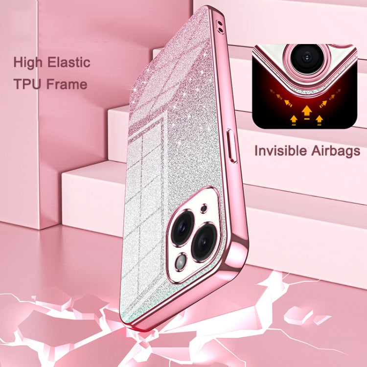 For iPhone 15 Pro Max Gradient Glitter Powder Electroplated Phone Case(Silver) - HoMEdemic™ 