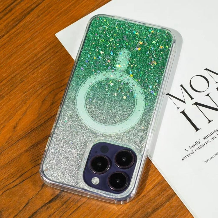 For iPhone 15 Pro Max Gradient Glitter Starry MagSafe Phone Case(Gradient Green) - HoMEdemic™ 