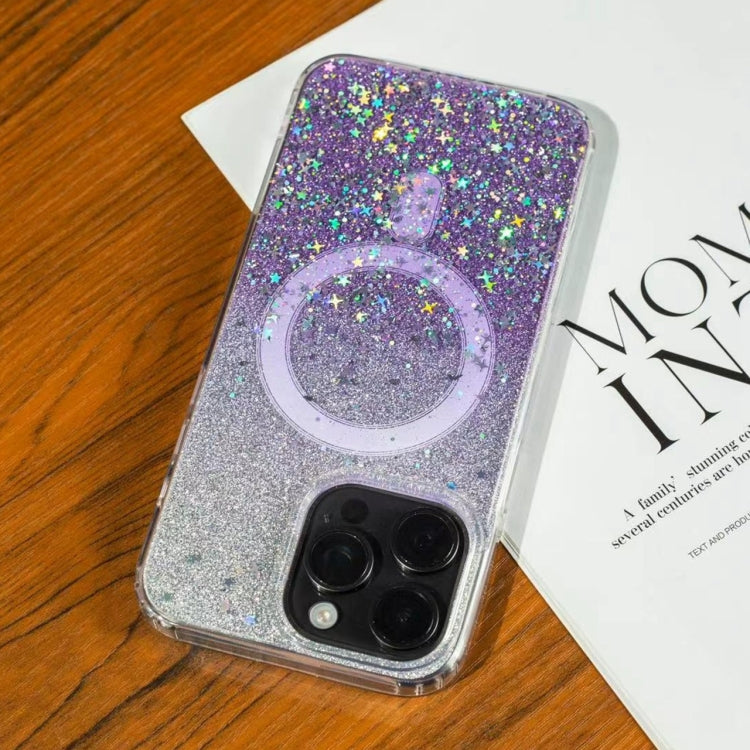 For iPhone 15 Pro Max Gradient Glitter Starry MagSafe Phone Case(Gradient Purple) - HoMEdemic™ 