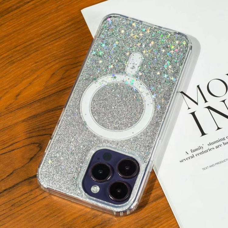 For iPhone 15 Pro Max Gradient Glitter Starry MagSafe Phone Case(Gradient Silver) - HoMEdemic™ 