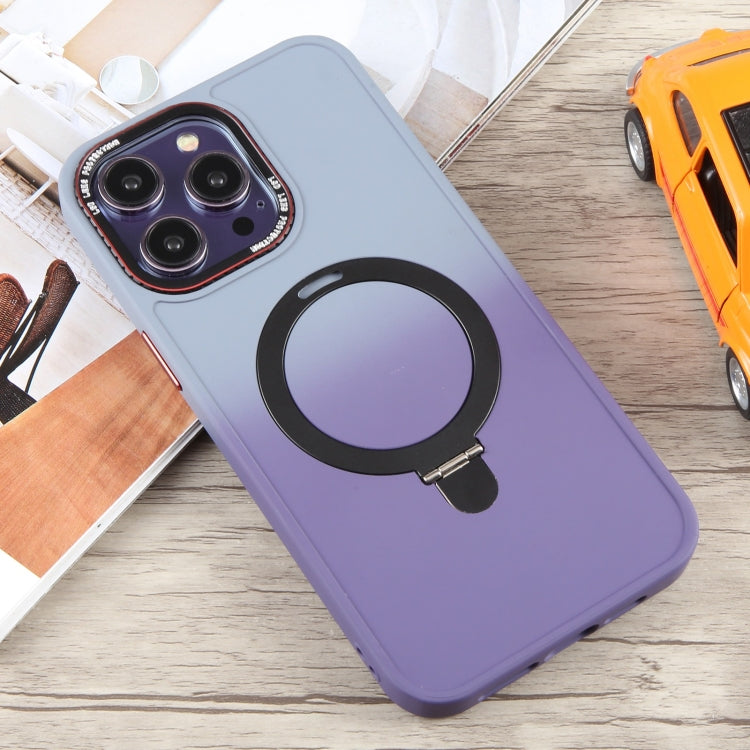 For iPhone 15 Pro Max Gradient MagSafe Holder Liquid TPU Hybrid PC Phone Case(Blue Purple) - HoMEdemic™ 