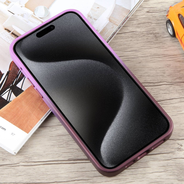 For iPhone 15 Pro Max Gradient MagSafe Holder Liquid TPU Hybrid PC Phone Case(Purple Wine Red) - HoMEdemic™ 