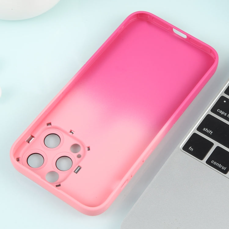 For iPhone 15 Pro Max Gradient Starry Silicone Phone Case with Lens Film(Pink Red) - HoMEdemic™ 