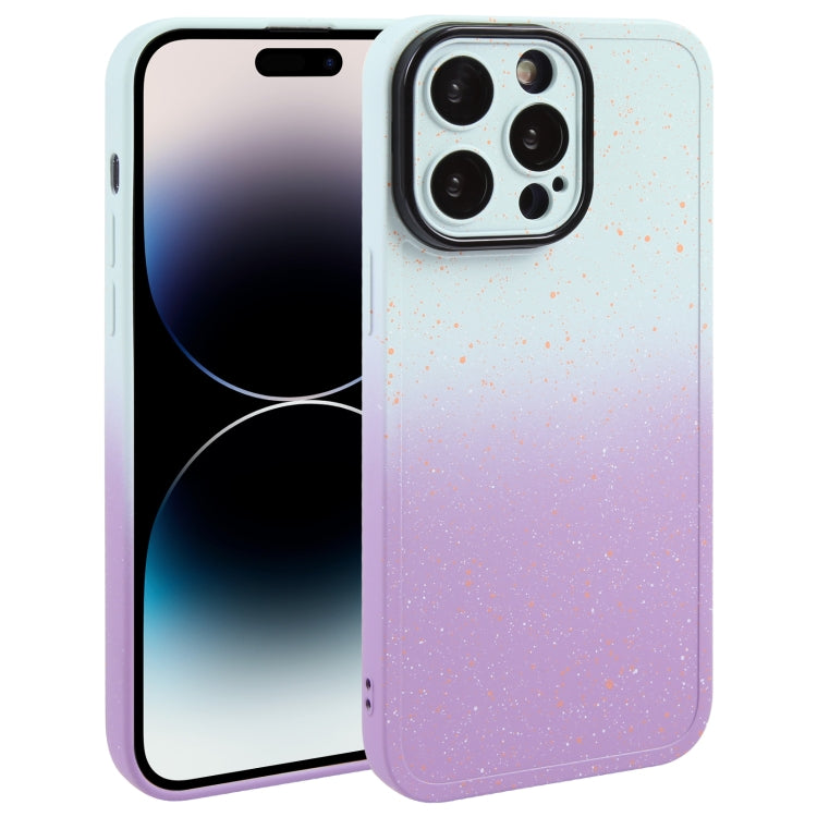 For iPhone 15 Pro Max Gradient Starry Silicone Phone Case with Lens Film(White Purple) - HoMEdemic™ 
