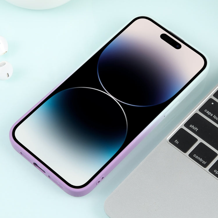 For iPhone 15 Pro Max Gradient Starry Silicone Phone Case with Lens Film(White Purple) - HoMEdemic™ 