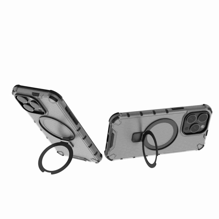 For iPhone 15 Pro Max Grating Holder Shockproof Phone Case(Transparent Black) - HoMEdemic™ 
