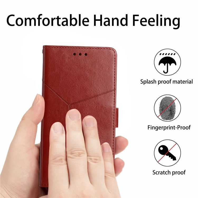 For iPhone 15 Pro Max HT01 Y-shaped Pattern Flip Leather Phone Case(Brown) - HoMEdemic™ 