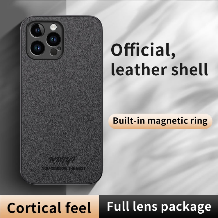 For iPhone 15 Pro Max HUIYI Leather Magnetic Phone Case(White) - HoMEdemic™ 