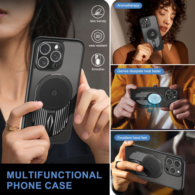 For iPhone 15 Pro Max Heat Dissipation Aromatherapy MagSafe Holder Phone Case(Black) - HoMEdemic™ 