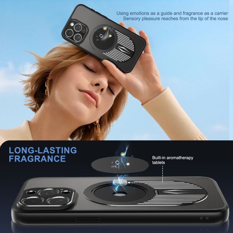 For iPhone 15 Pro Max Heat Dissipation Aromatherapy MagSafe Holder Phone Case(Black) - HoMEdemic™ 