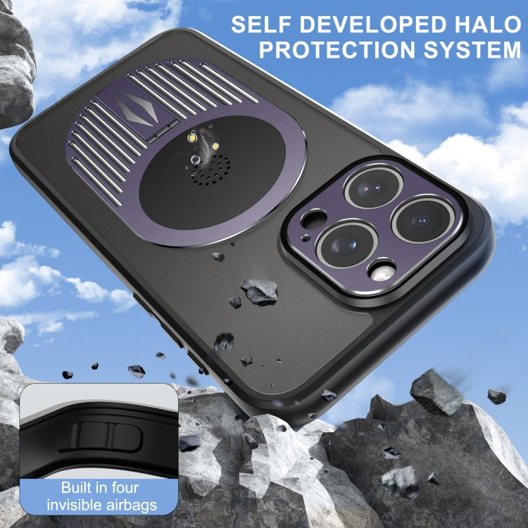 For iPhone 15 Pro Max Heat Dissipation Aromatherapy MagSafe Holder Phone Case(Purple) - HoMEdemic™ 