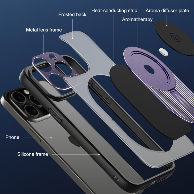 For iPhone 15 Pro Max Heat Dissipation Aromatherapy MagSafe Holder Phone Case(Purple) - HoMEdemic™ 