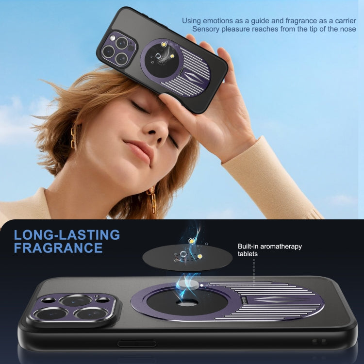 For iPhone 15 Pro Max Heat Dissipation Aromatherapy MagSafe Holder Phone Case(Purple) - HoMEdemic™ 