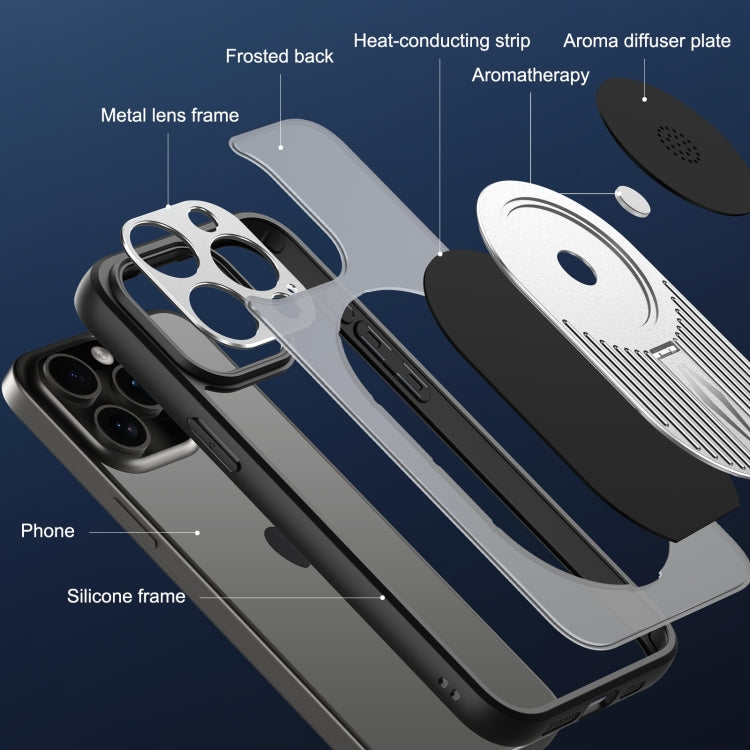 For iPhone 15 Pro Max Heat Dissipation Aromatherapy MagSafe Holder Phone Case(Silver) - HoMEdemic™ 