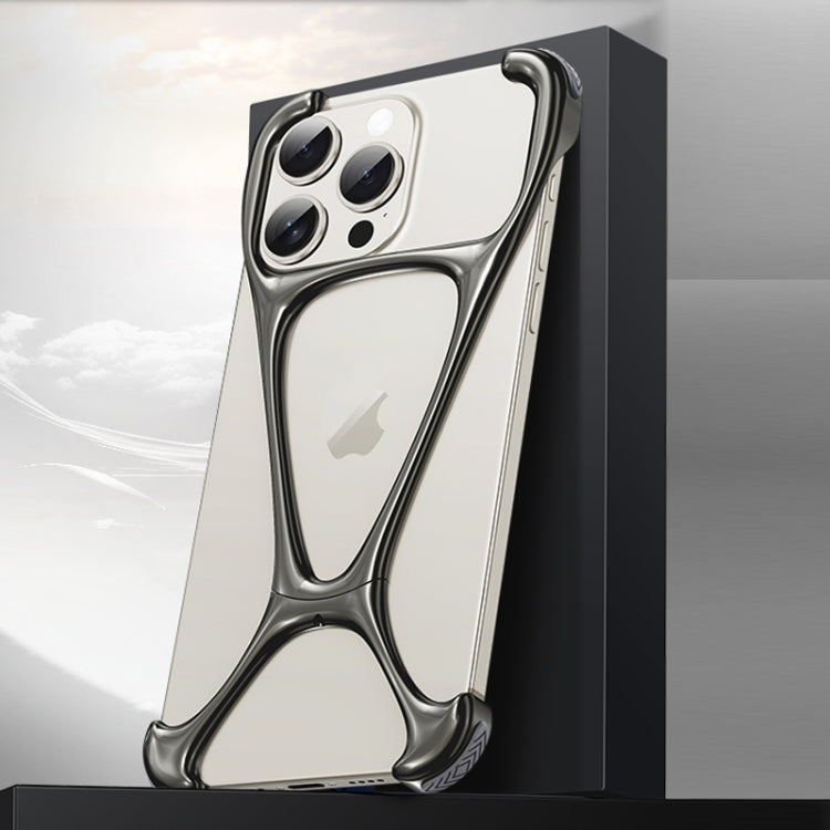For iPhone 15 Pro Max Hercules Zinc Alloy Borderless Metal Phone Case(Bright Metal Grey) - HoMEdemic™ 