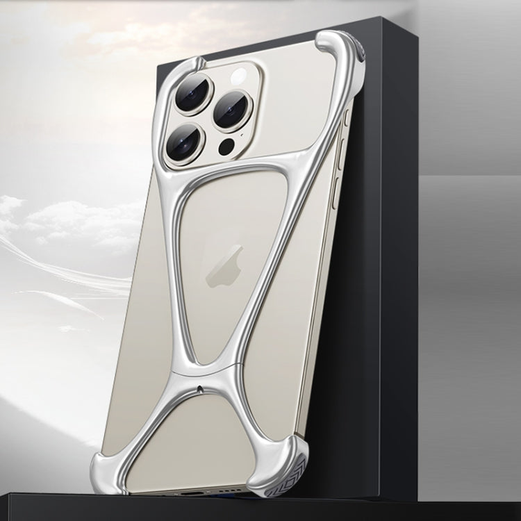 For iPhone 15 Pro Max Hercules Zinc Alloy Borderless Metal Phone Case(Matt Silve) - HoMEdemic™ 