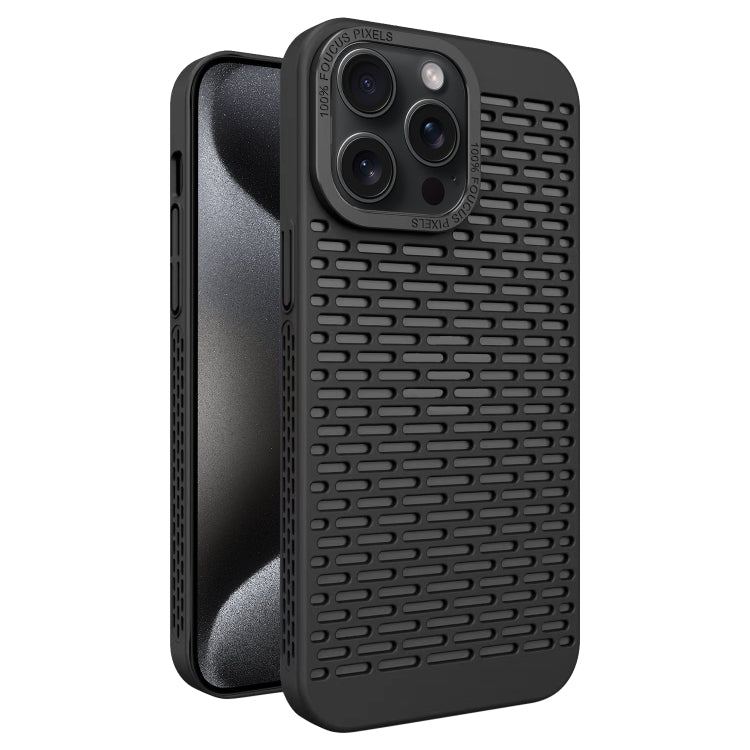 For iPhone 15 Pro Max Hollow Heat Dissipation TPU Phone Case(Black) - HoMEdemic™ 