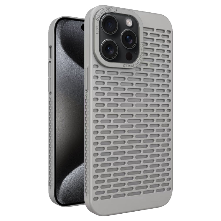 For iPhone 15 Pro Max Hollow Heat Dissipation TPU Phone Case(Grey) - HoMEdemic™ 