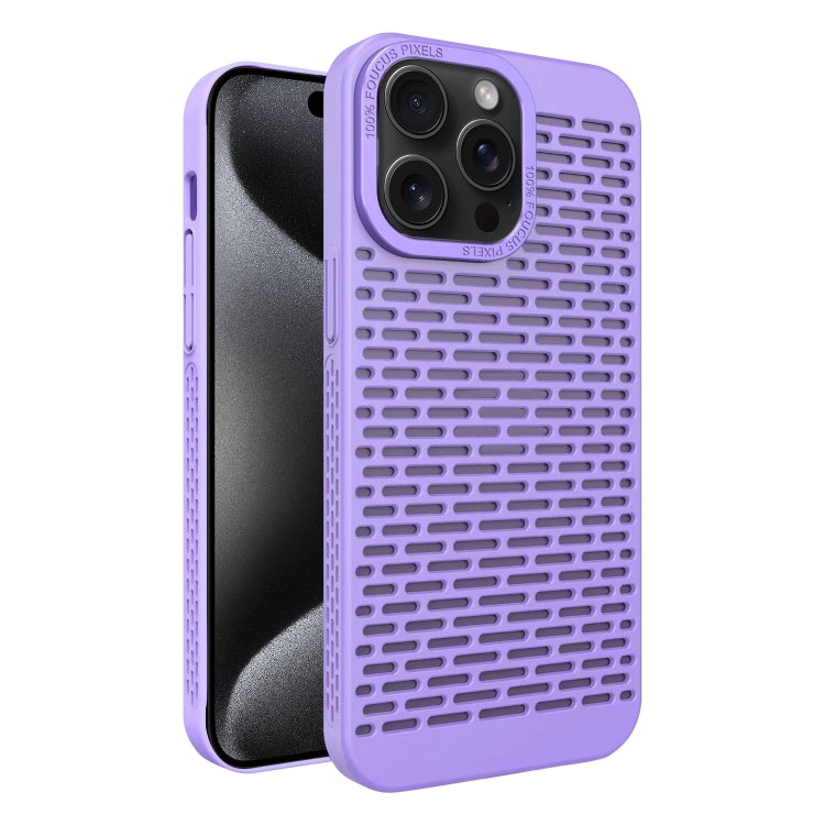 For iPhone 15 Pro Max Hollow Heat Dissipation TPU Phone Case(Purple) - HoMEdemic™ 