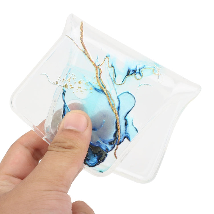 For iPhone 15 Pro Max Hollow Marble Pattern TPU Straight Edge Phone Case(Blue) - HoMEdemic™ 