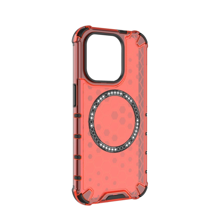 For iPhone 15 Pro Max Honeycomb Magnetic Ring Shockproof Phone Case(Red) - HoMEdemic™ 