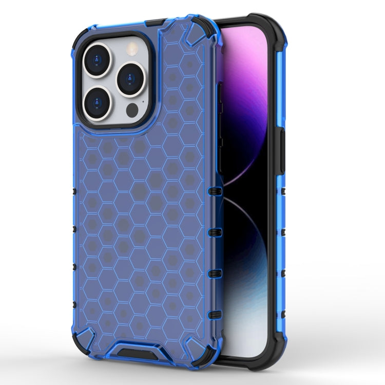 For iPhone 15 Pro Max Honeycomb Shockproof Phone Case(Blue) - HoMEdemic™ 