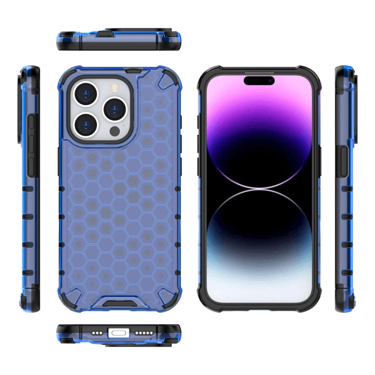 For iPhone 15 Pro Max Honeycomb Shockproof Phone Case(Blue) - HoMEdemic™ 