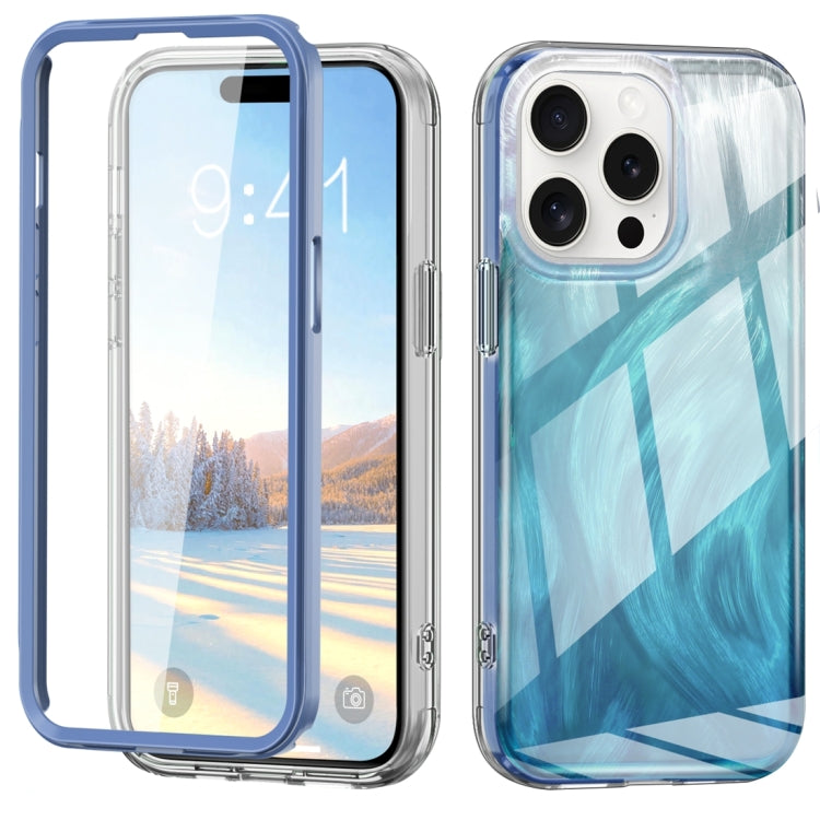 For iPhone 15 Pro Max IMD Gradient Feather PC Hybrid TPU Phone Case(Blue) - HoMEdemic™ 