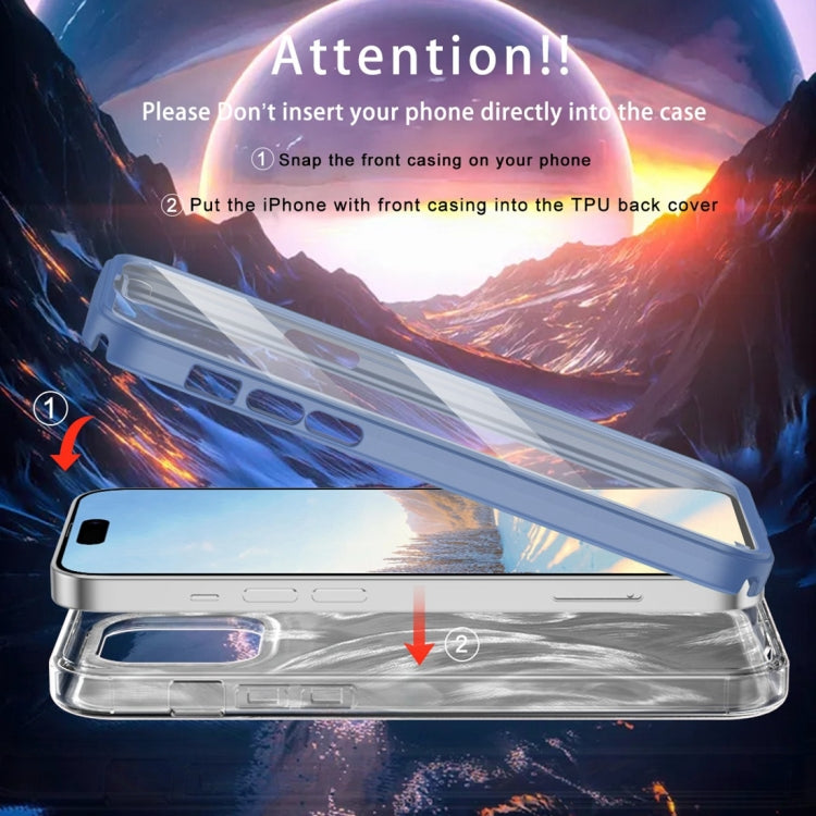 For iPhone 15 Pro Max IMD Gradient Feather PC Hybrid TPU Phone Case(Blue) - HoMEdemic™ 