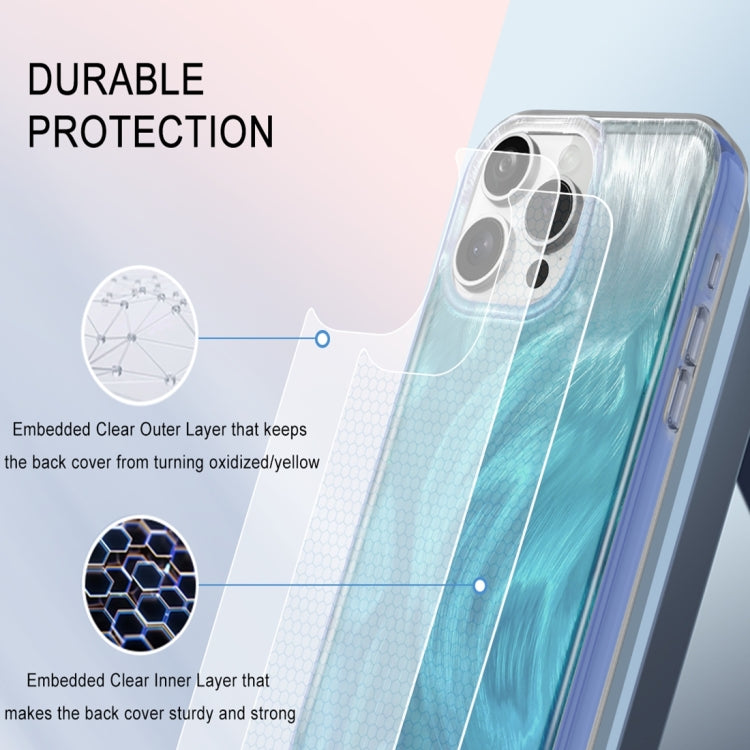 For iPhone 15 Pro Max IMD Gradient Feather PC Hybrid TPU Phone Case(Blue) - HoMEdemic™ 