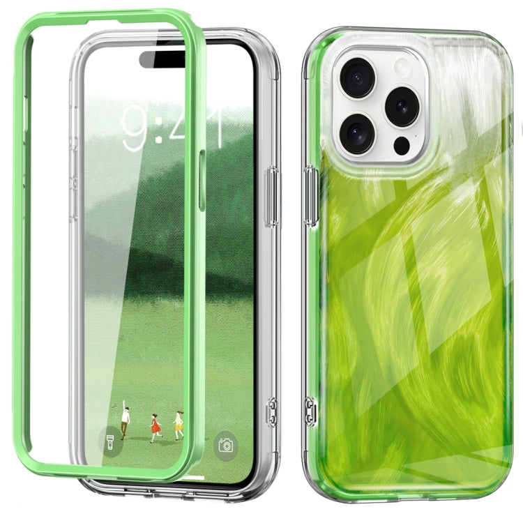 For iPhone 15 Pro Max IMD Gradient Feather PC Hybrid TPU Phone Case(Green) - HoMEdemic™ 