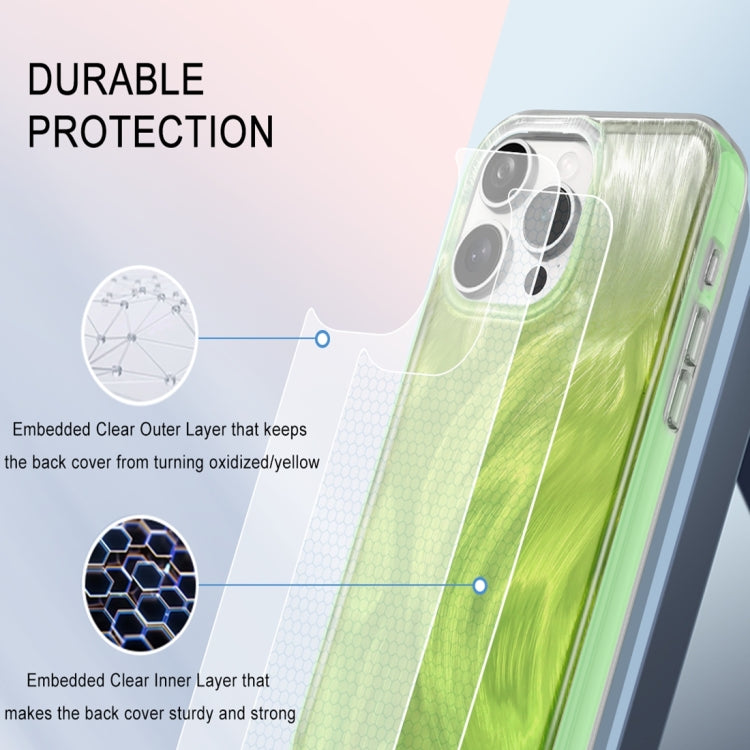 For iPhone 15 Pro Max IMD Gradient Feather PC Hybrid TPU Phone Case(Green) - HoMEdemic™ 