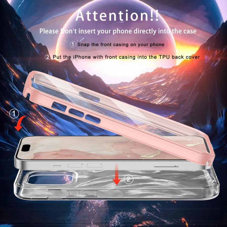 For iPhone 15 Pro Max IMD Gradient Feather PC Hybrid TPU Phone Case(Light Pink) - HoMEdemic™ 