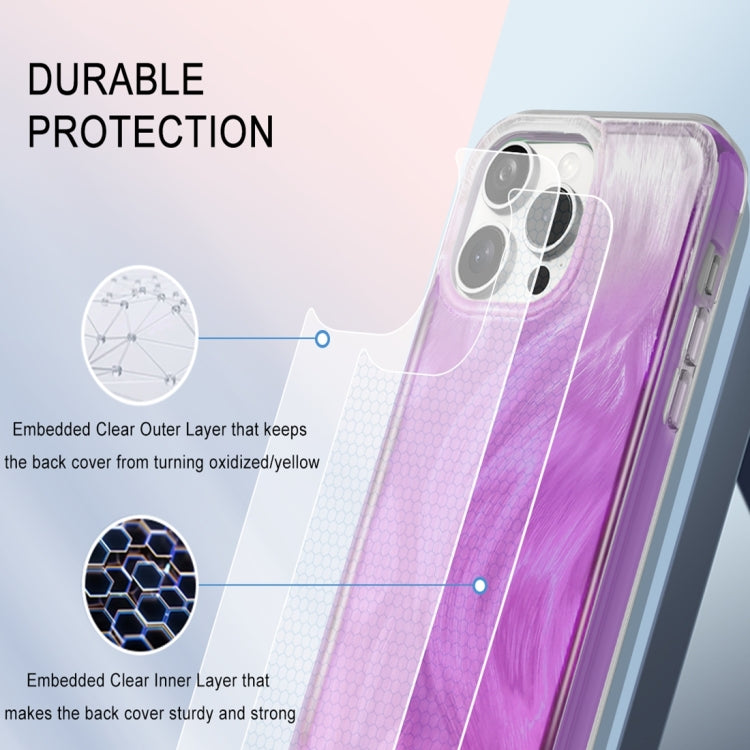 For iPhone 15 Pro Max IMD Gradient Feather PC Hybrid TPU Phone Case(Purple) - HoMEdemic™ 