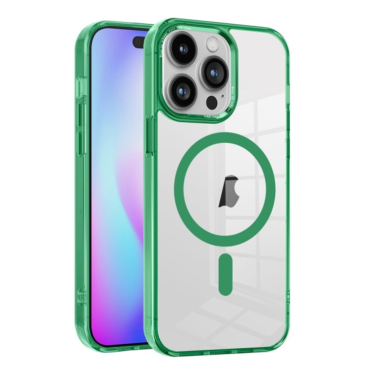 For iPhone 15 Pro Max Ice Color Magnetic Series TPU Hybrid Acrylic Magsafe Phone Case(Green) - HoMEdemic™ 