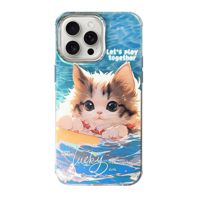 For iPhone 15 Pro Max Illustration Pattern Radiation Design Full Coverage Shockproof Phone Case(Cat) - HoMEdemic™ 
