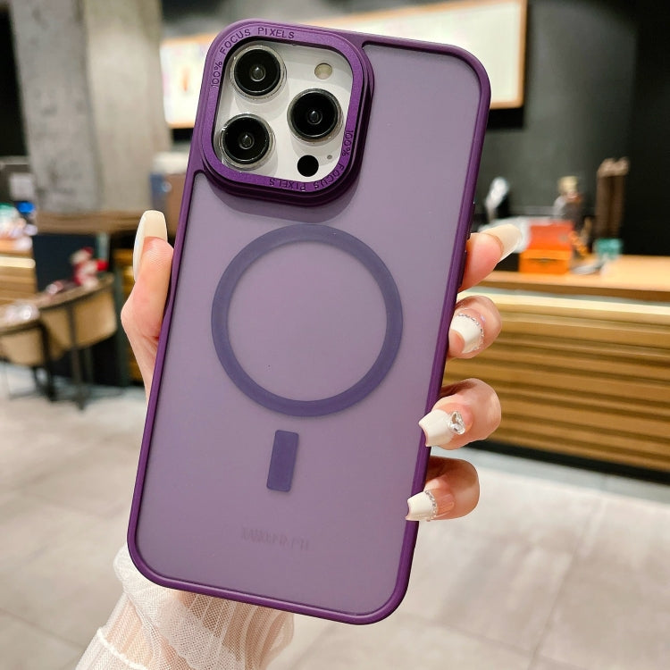 For iPhone 15 Pro Max Imitation Metal Frosted Skin Feel Acrylic MagSafe Phone Case(Deep Purple) - HoMEdemic™ 