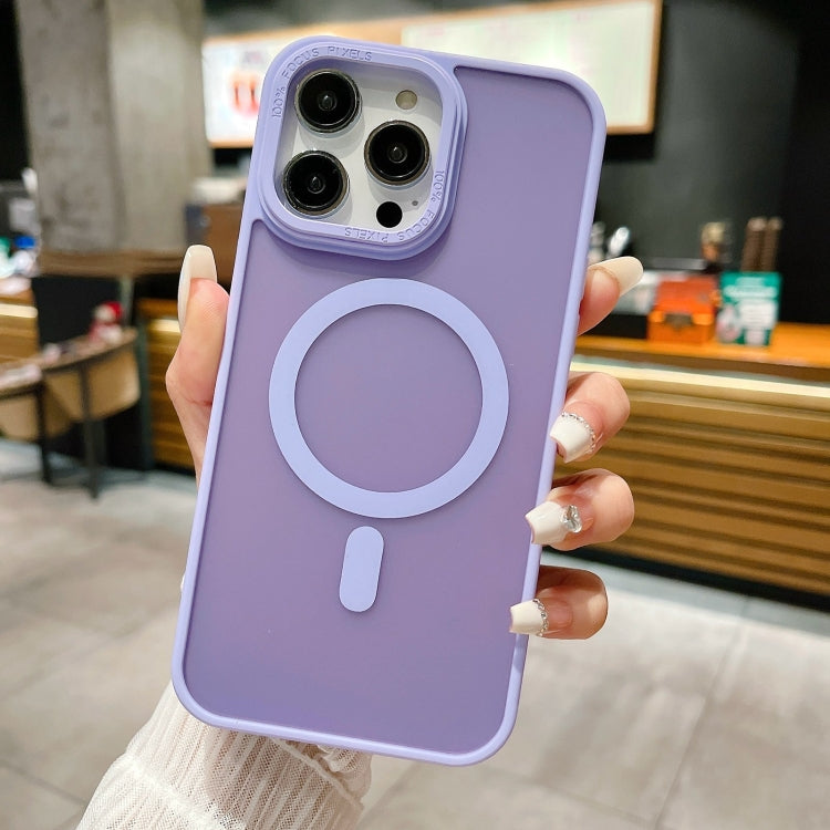 For iPhone 15 Pro Max Imitation Metal Frosted Skin Feel Acrylic MagSafe Phone Case(Light Purple) - HoMEdemic™ 