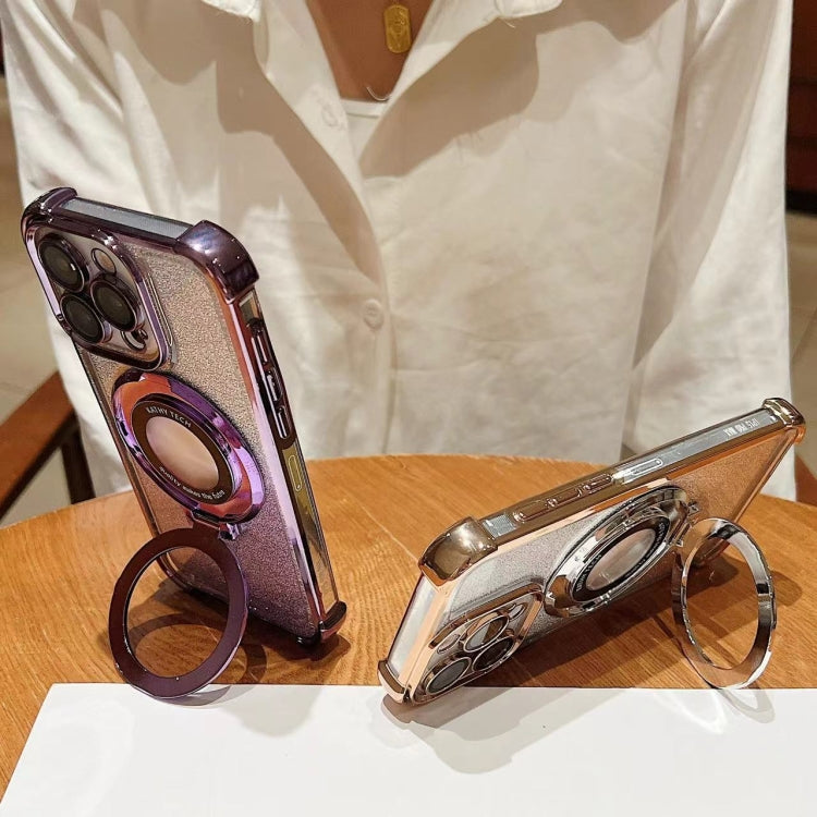 For iPhone 15 Pro Max Invisible Holder Gradient Glitter Magsafe Phone Case(Silver) - HoMEdemic™ 