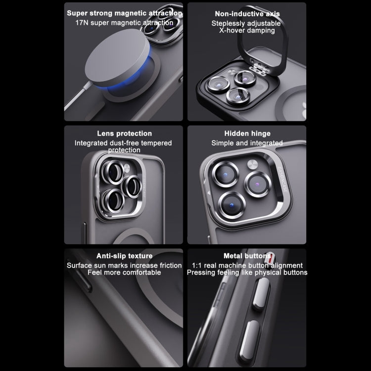 For iPhone 15 Pro Max Invisible Lens Holder PC + TPU Frosted MagSafe Phone Case(Dark Blue) - HoMEdemic™ 