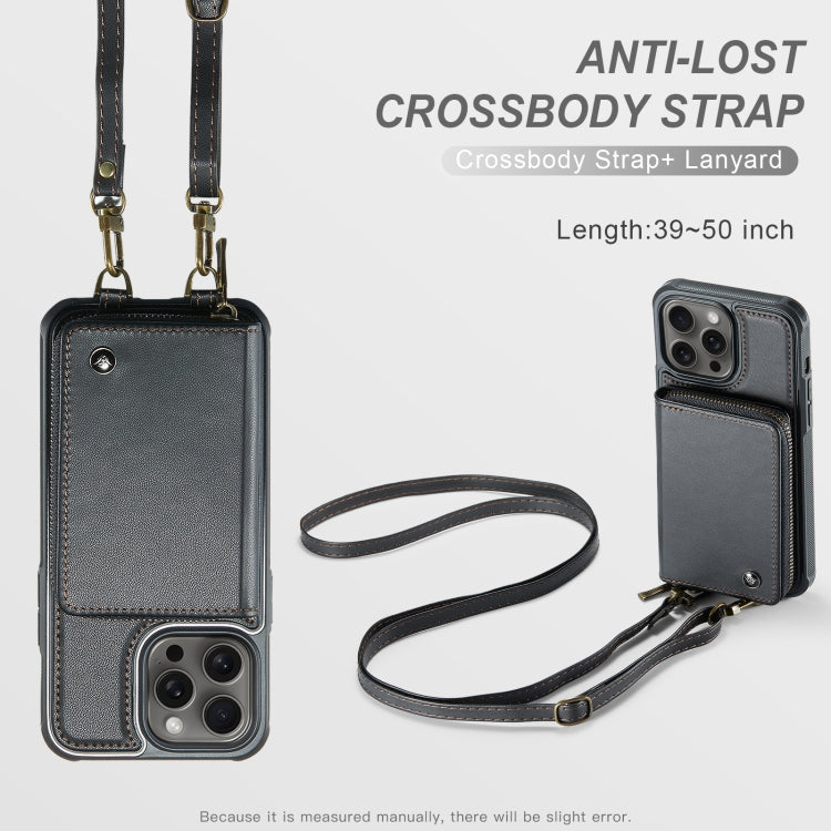 For iPhone 15 Pro Max JEEHOOD C22 Series Zipper Wallet Leather Phone Case with Dual Lanyard(Black) - HoMEdemic™ 