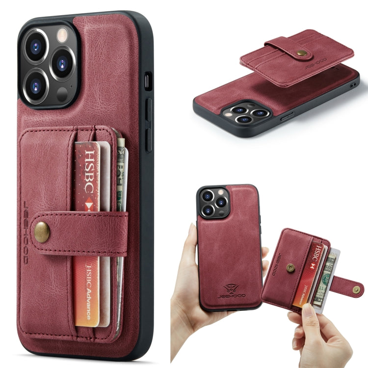 For iPhone 15 Pro Max JEEHOOD RFID Blocking Anti-Theft Magnetic PU Phone Case(Red) - HoMEdemic™ 