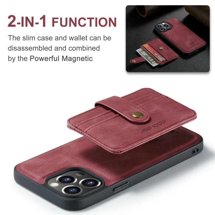 For iPhone 15 Pro Max JEEHOOD RFID Blocking Anti-Theft Magnetic PU Phone Case(Red) - HoMEdemic™ 