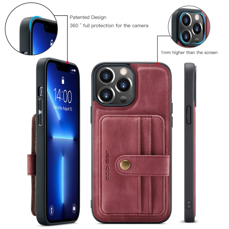 For iPhone 15 Pro Max JEEHOOD RFID Blocking Anti-Theft Magnetic PU Phone Case(Red) - HoMEdemic™ 