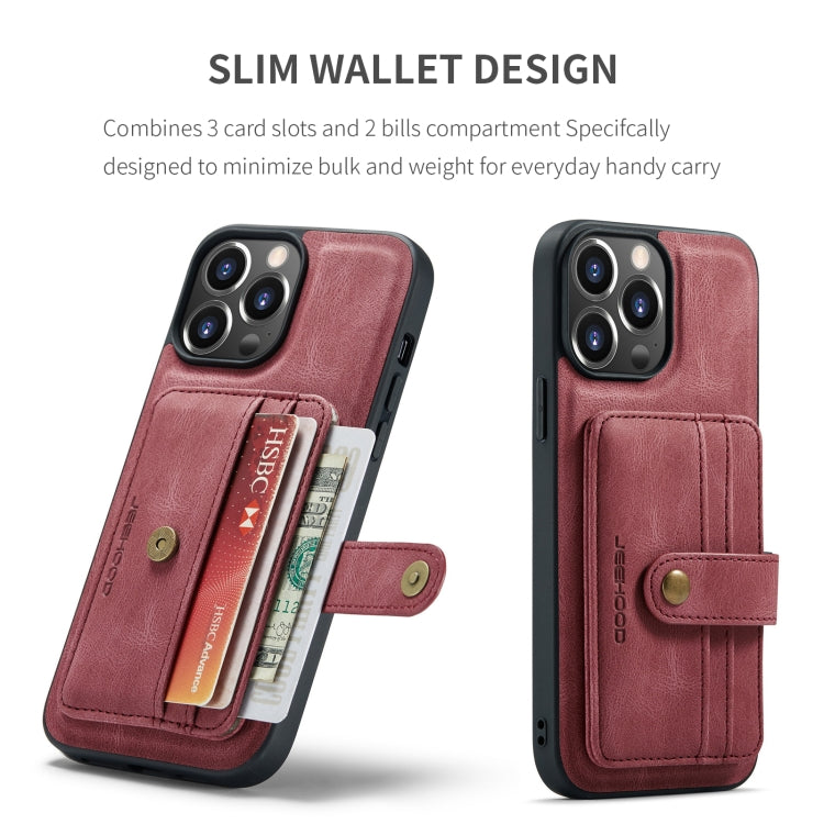 For iPhone 15 Pro Max JEEHOOD RFID Blocking Anti-Theft Magnetic PU Phone Case(Red) - HoMEdemic™ 