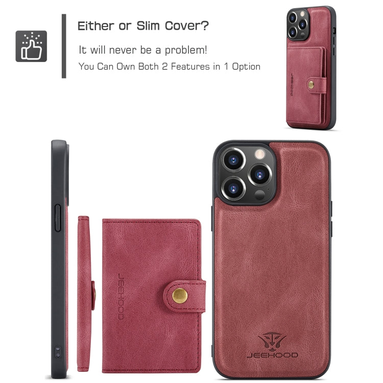 For iPhone 15 Pro Max JEEHOOD Retro Magnetic Detachable Leather Phone Case(Red) - HoMEdemic™ 