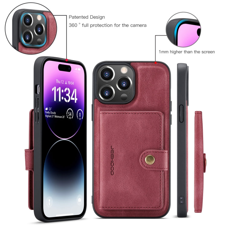 For iPhone 15 Pro Max JEEHOOD Retro Magnetic Detachable Leather Phone Case(Red) - HoMEdemic™ 