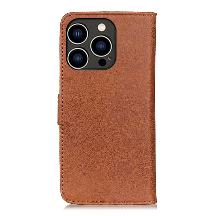 For iPhone 15 Pro Max KHAZNEH Cowhide Texture Horizontal Flip Leather Phone Case(Brown) - HoMEdemic™ 