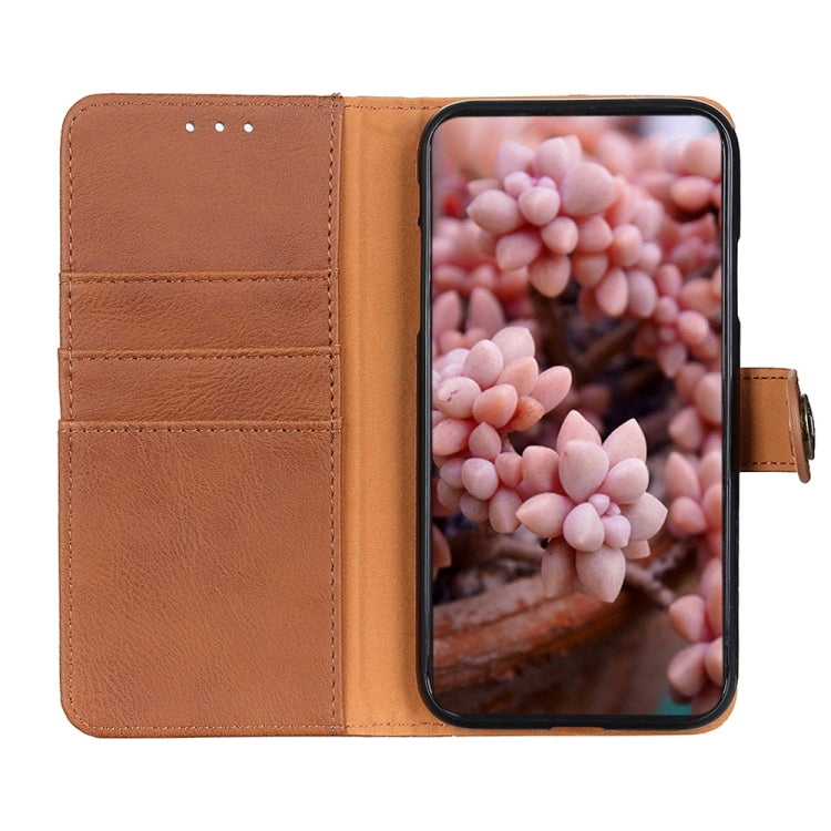 For iPhone 15 Pro Max KHAZNEH Cowhide Texture Horizontal Flip Leather Phone Case(Brown) - HoMEdemic™ 